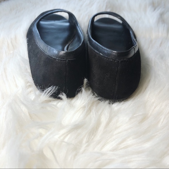 COLE HAAN OPEN TOE PEEPTOE SUEDE AND LEATHER FLATS - Picture 5 of 8